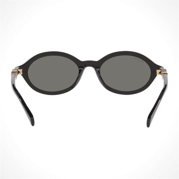 New GUCCI Sunglasses Black 51-19-140mm Slim Round Oval Gold Metal Logo Womens